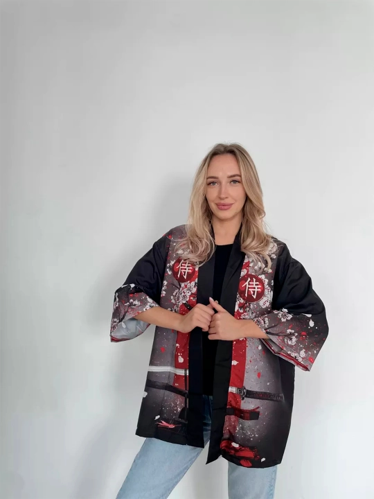 Кимоно Хаори рубашка, унисекс, в восточном стиле, с разными принтами