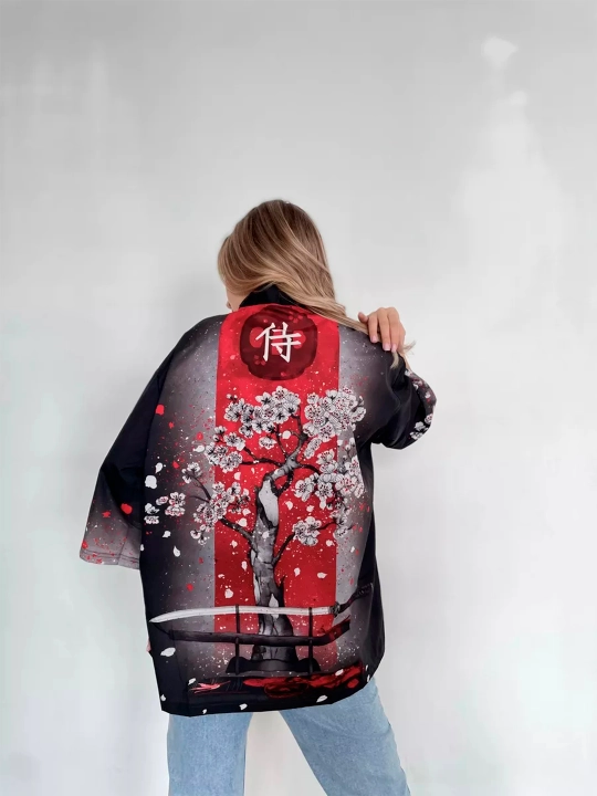 Kimono Haori ko'ylagi, uniseks, sharqona uslubda, turli bosma bilan - 