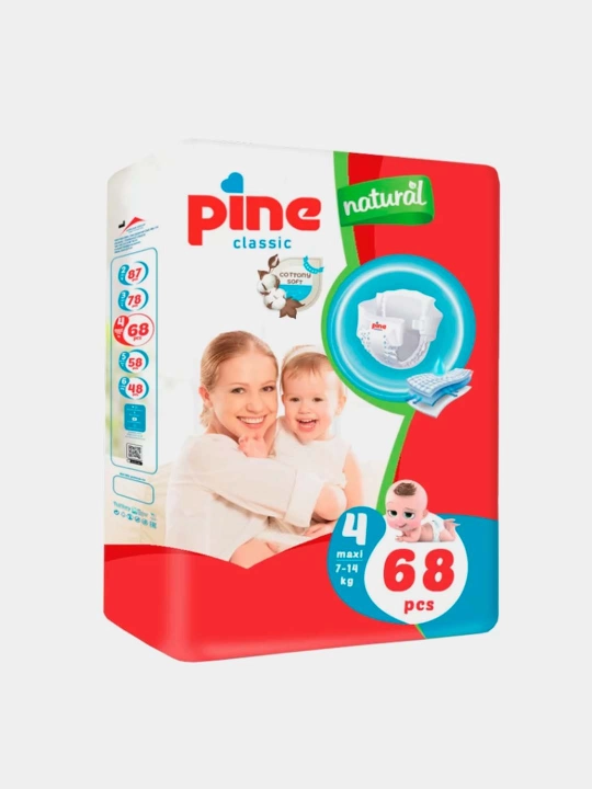 Детские подгузники для малышей Pine Air Classic, 7-14 кг, №4, 1 штука