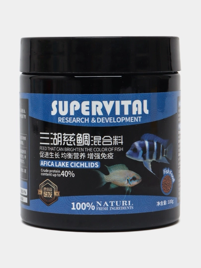 SUPERVITAL cichlid baliqlari uchun tabiiy oziq-ovqat, 100 gr - 
