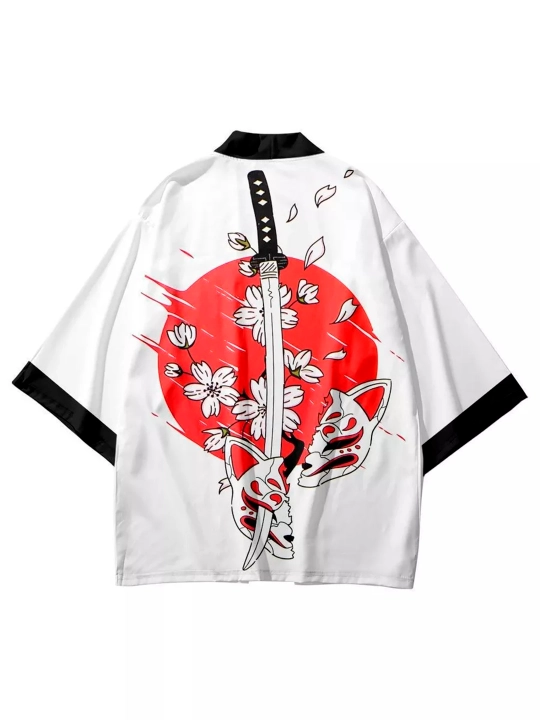 Kimono Haori ko'ylagi, uniseks, sharqona uslubda, turli bosma bilan