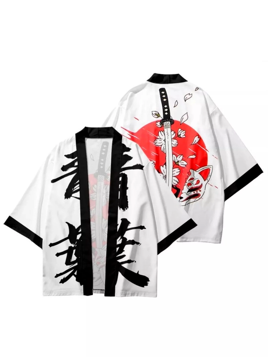 Kimono Haori ko'ylagi, uniseks, sharqona uslubda, turli bosma bilan