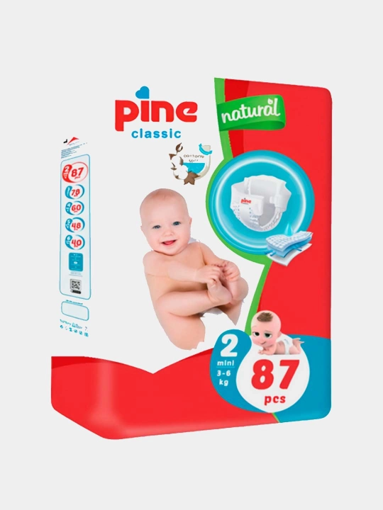 Детские подгузники для малышей Pine Air Classic, 3-6 кг, №2, 1 шт