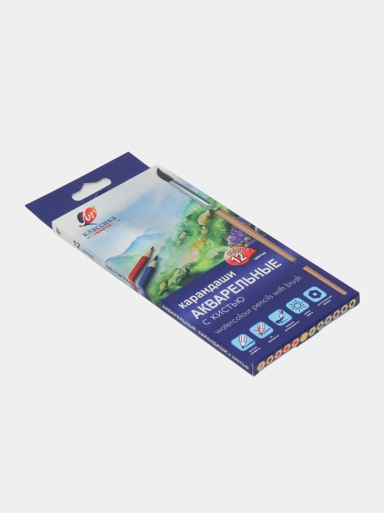 Карандаши акварельные Классика цвета 32С 2090-08, с кистью, 12 цветов q0000019246