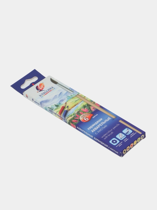 Карандаши акварельные Классика цвета, 32С 2089-08, с кистью, 6 цветов q0000019249