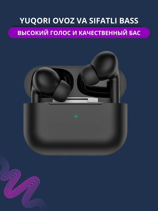 Simsiz quloqchinlar Pods Pro, qora mat