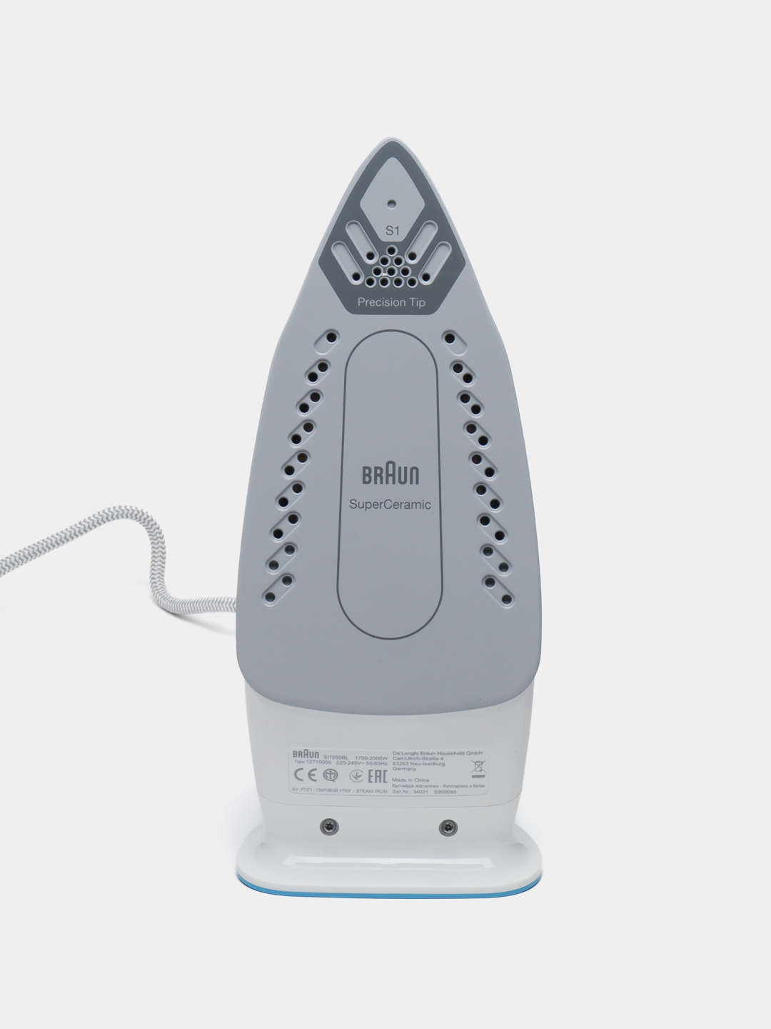 Braun TexStyle 1 SI1050BL bug‘li dazmol, 2000 Vt, SuperCeramic, bug‘ zarbasi 120 g/min