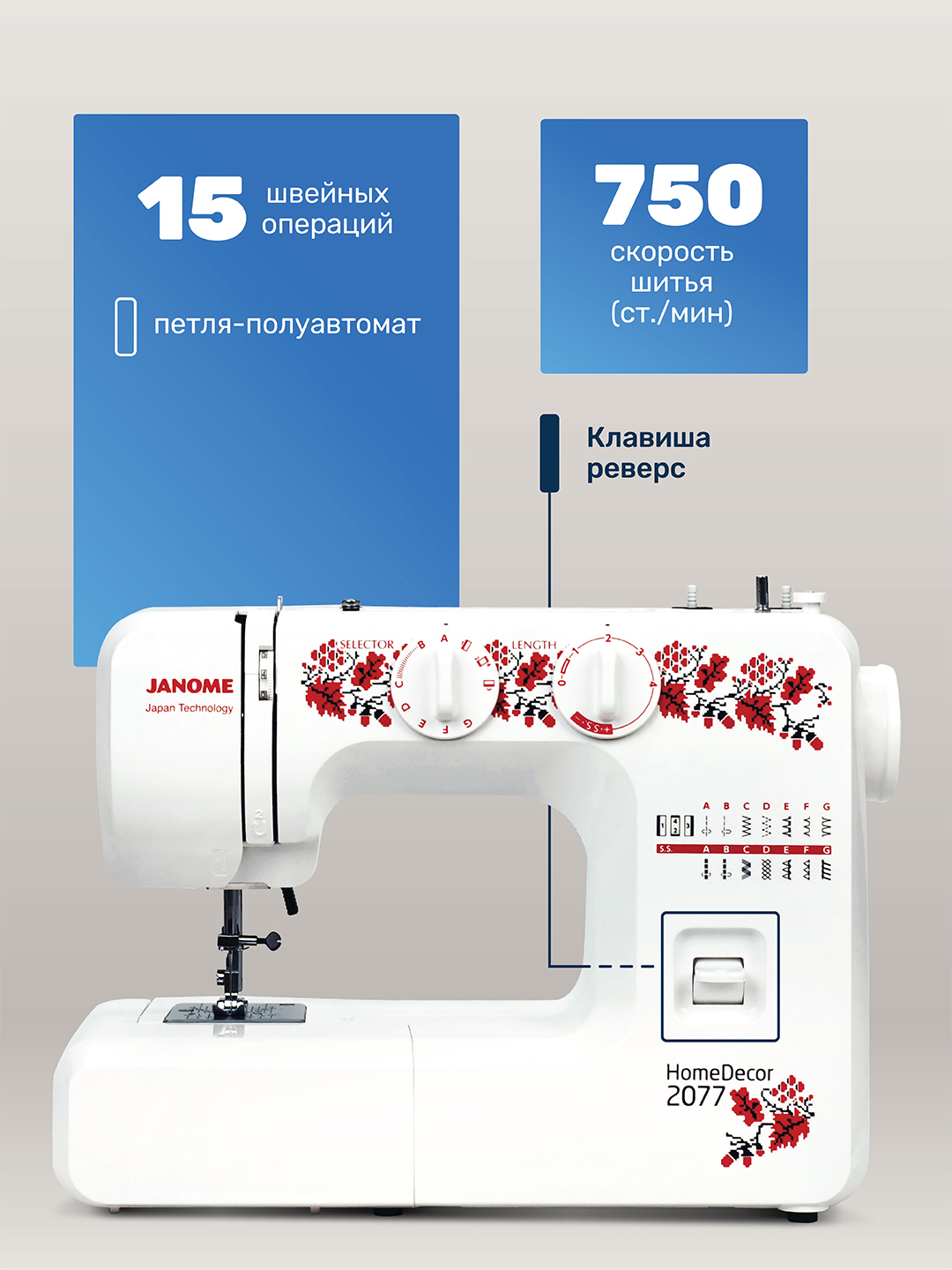 Швейная машина Janome HomeDecor 2077 купить по низким ценам в  интернет-магазине Uzum (7836)