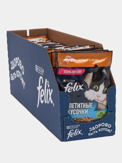 Влажный корм Felix для кошек Курица в желе, 75 г, 26 шт в упаковке