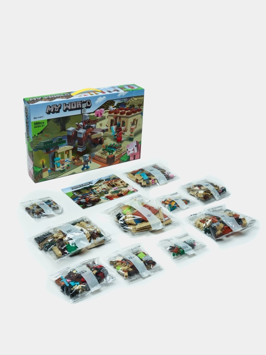 Katta konstruktorlar to'plami My World, Minecraft mavzusi, harakat figuralari bilan