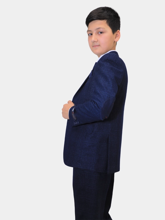 Klassik kostyum o'g'il bolaga, maktab, indigo rang, kurtka va shim