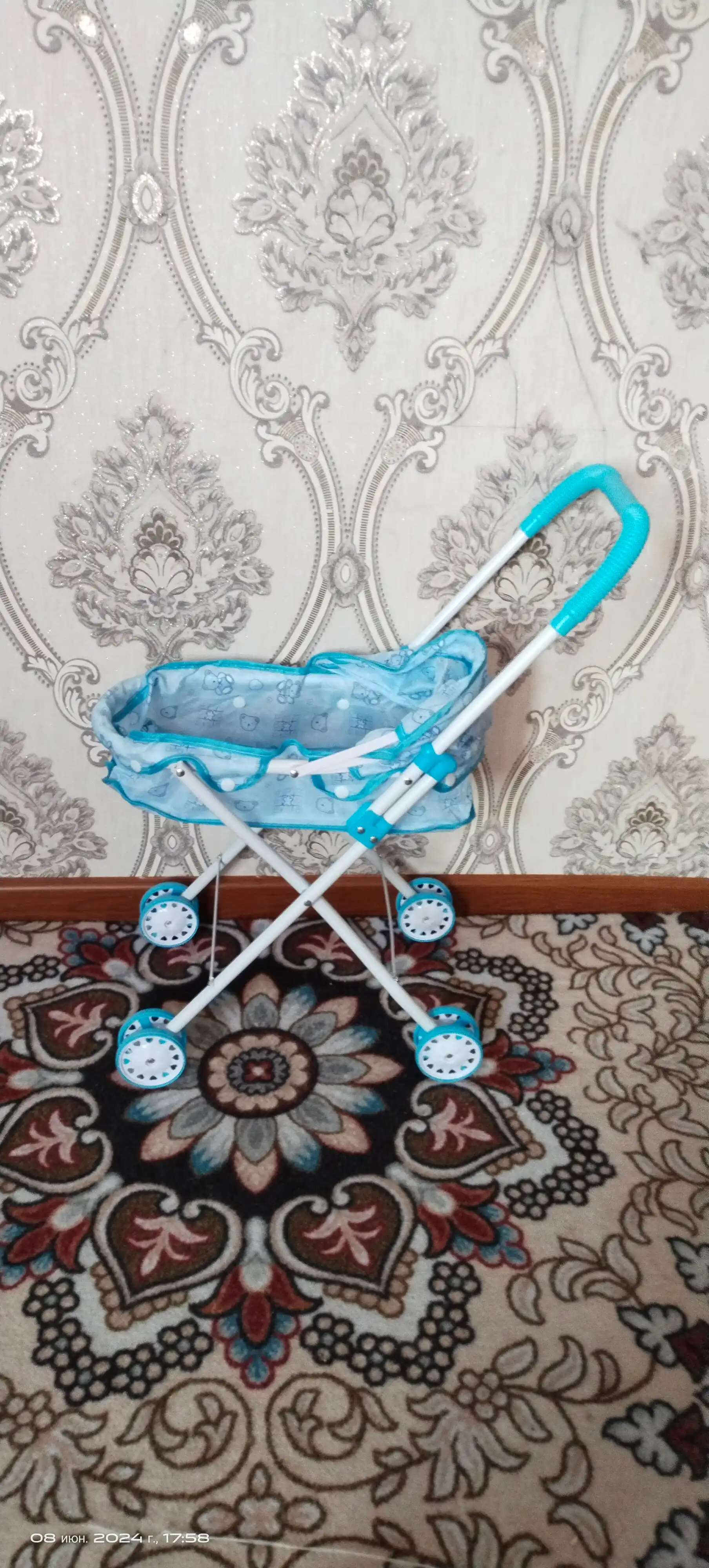 Коляска для кукол FIDGO, складная, с металлическим каркасом, игрушка для девочек