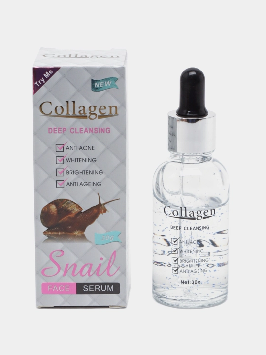 Oqartiruvchi va yoshartiruvchi yuz uchun zardob Collagen, shilliqurt musin bilan
