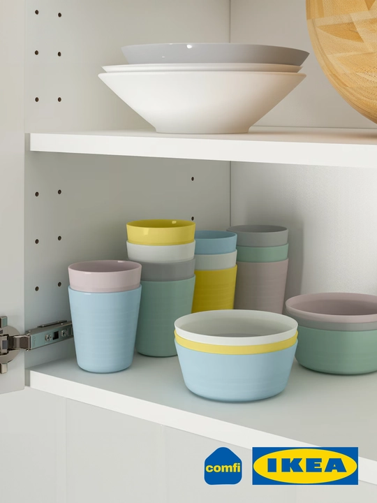 IKEA миска для детей и для пикников Kalas, 6 штук, цветные, диаметр 12 см