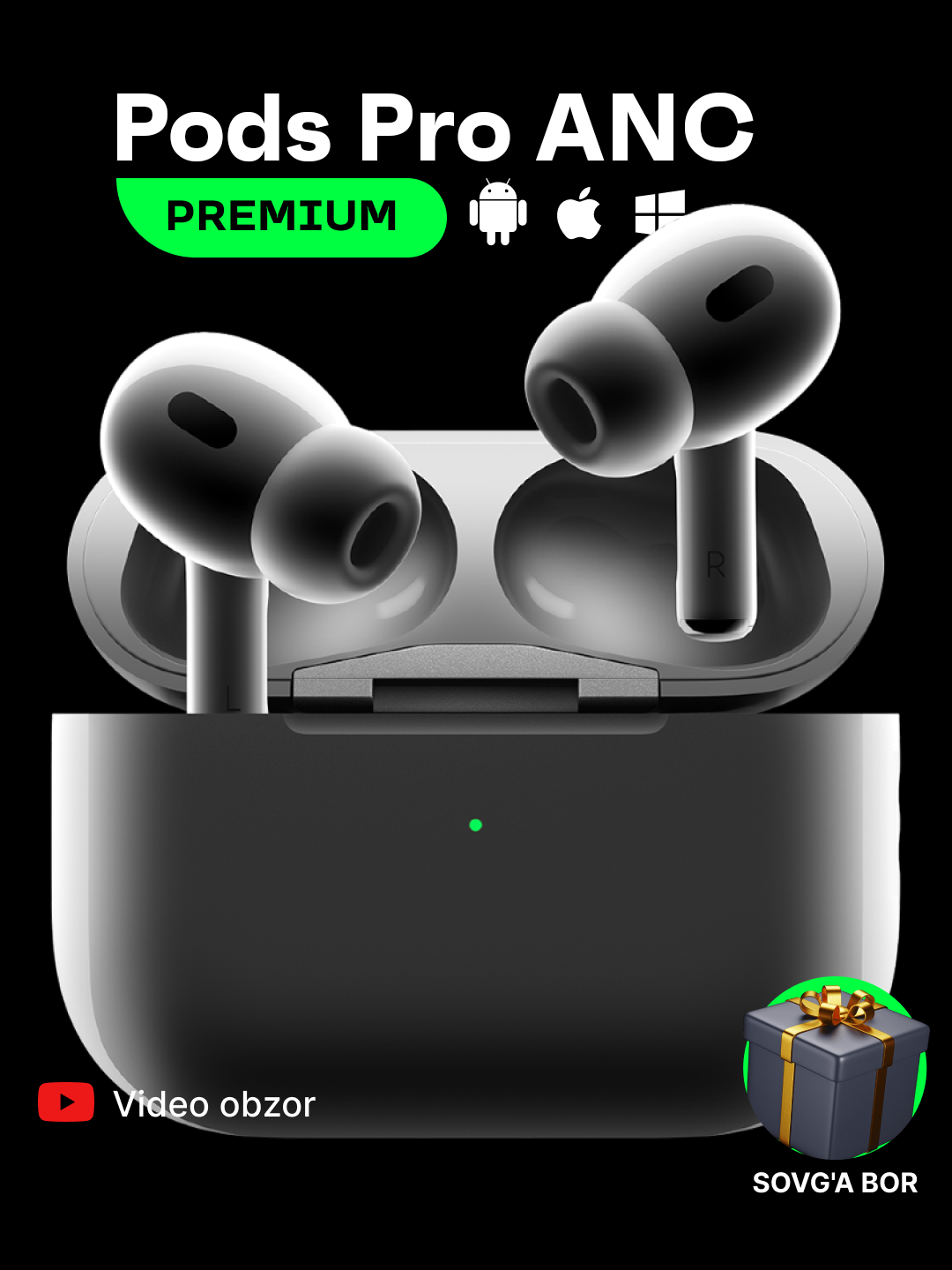 Беспроводные наушники Air Pro ANC (PREMIUM), с шумоподавлением и ...
