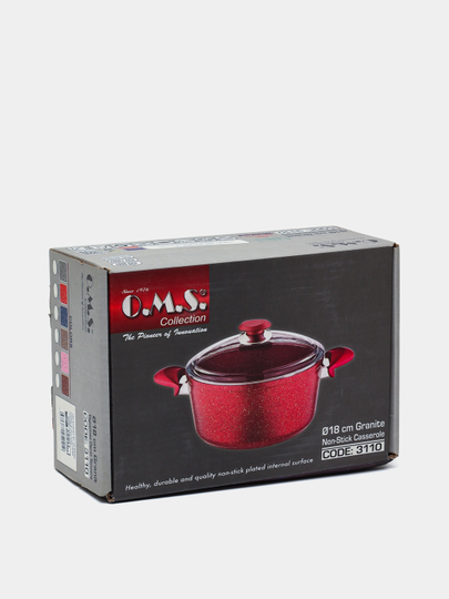 Granitdan yasalgan kuyishga qarshi qozon, O.M.S 3110 qopqoqli