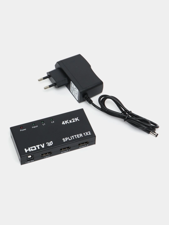 HDMI splitter 1x2, bittani ikkita qurilmaga ajratuvchi, 1080P, 2K, 4K