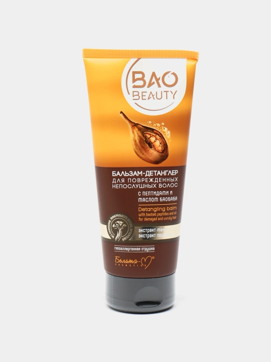 Бальзам-детанглер для волос BAOBEAUTY Белика-М, с пептидами и маслом баобаба, 200 г - 