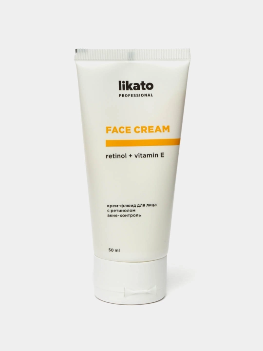Retinol akne nazorati bilan yuz kremi suyuqligi Likato, vitamin E, yuz terisi uchun, 50 ml