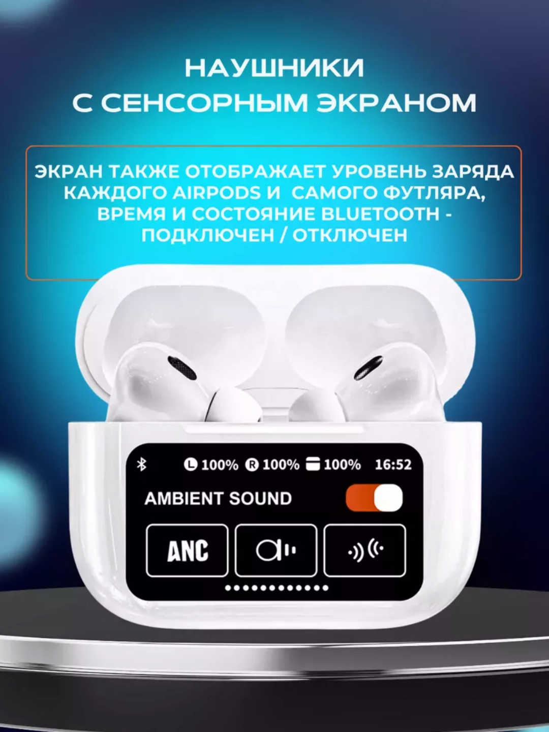 Беспроводные наушники, Pods Pro 2 с дисплеем, шумоподавлением, экраном ...