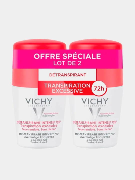 Набор VICHY. Дезодорант анти-стресс от избыточного потоотделения с защитой 72 часа 50мл х2