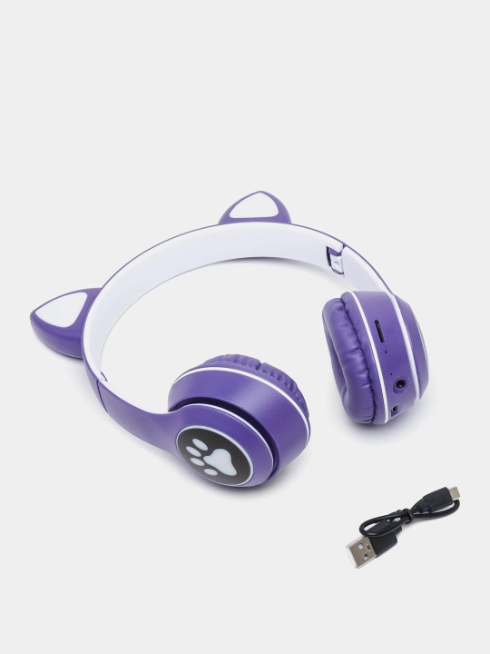 Simsiz bluetooth naushnik Cat Ear, quloqchin porlayotgan mushuk quloqlari bilan, Bluetooth