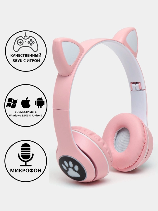 Simsiz bluetooth naushnik Cat Ear, quloqchin porlayotgan mushuk quloqlari bilan, Bluetooth