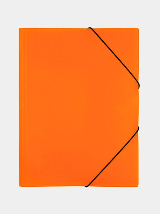 Plastik papka Hatber HD Diamond Neon, to'q sariq, А4f, rezina klapanlar bilan, 500 mkm