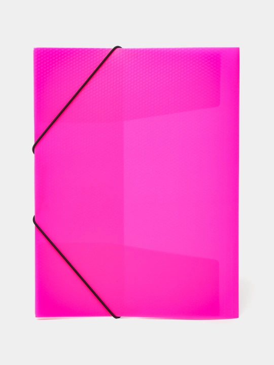 Plastik papka HD Diamond Neon Hatber, A4, rezina klapanli, 500 mkm, pushti rangli