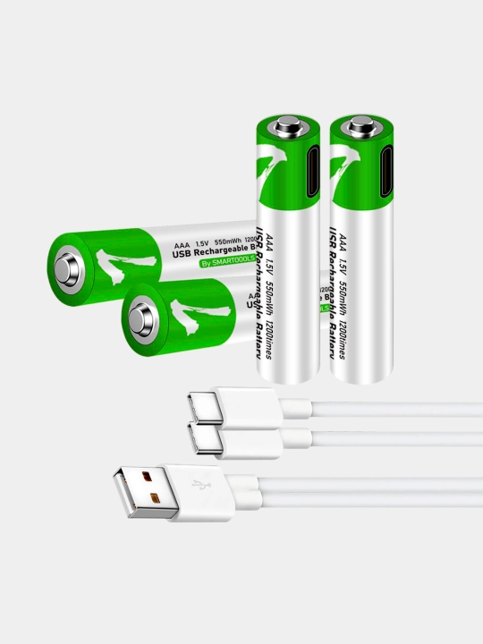 Qayta zaryadlanuvchi batareyalar AA/AAA, USB zaryadlovchi Type-C