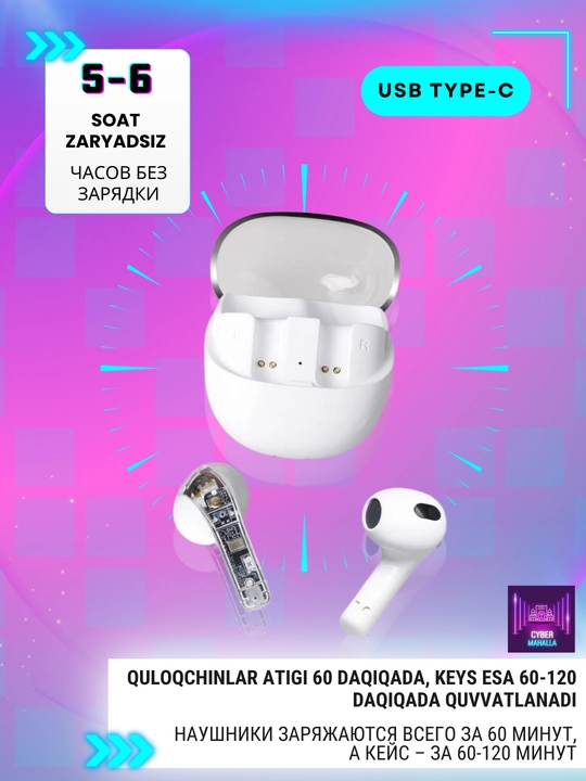 Simsiz sensorli quloqchinlar TWS Y02, 6 soatgacha ishlash, shovqinni kamaytirish funksiya