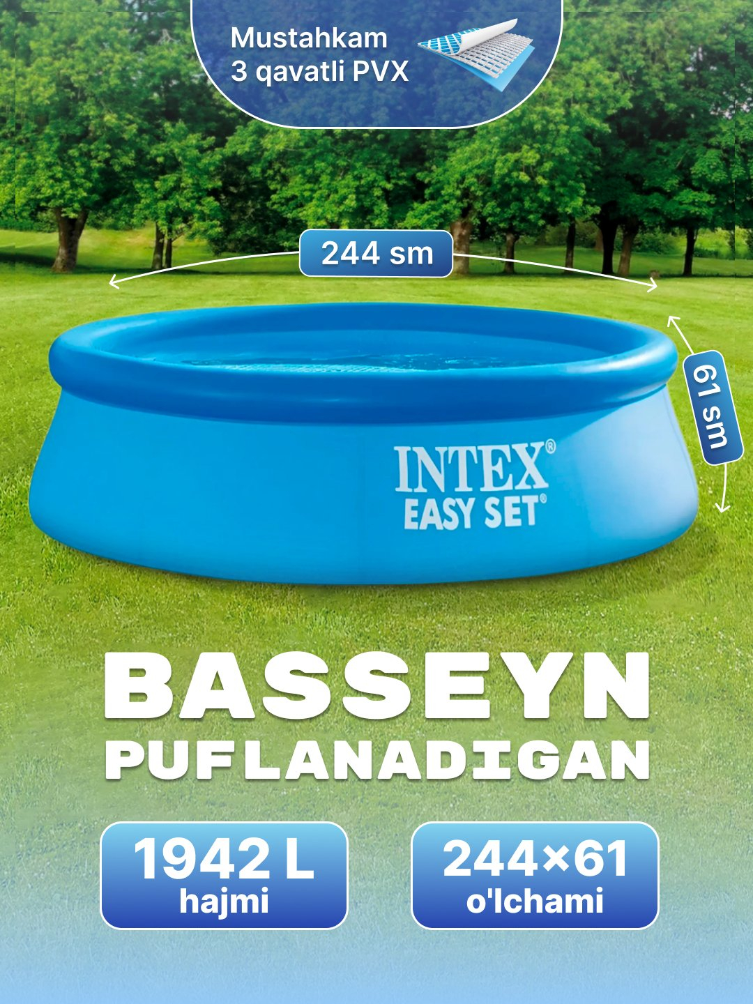 Надувной бассейн Intex Easy Set, для детей и взрослых купить по низким ...