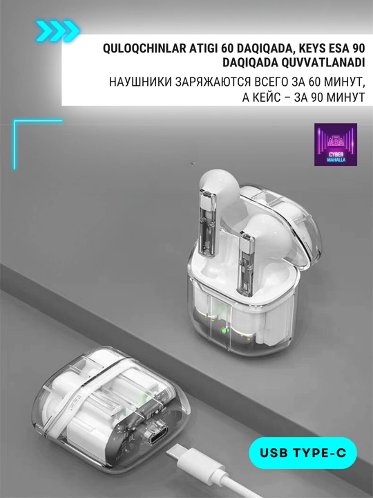 Simsiz sensorli quloqchinlar TWS YX06, faol shovqinni bosuvchi, ishlashi 6 soatgacha