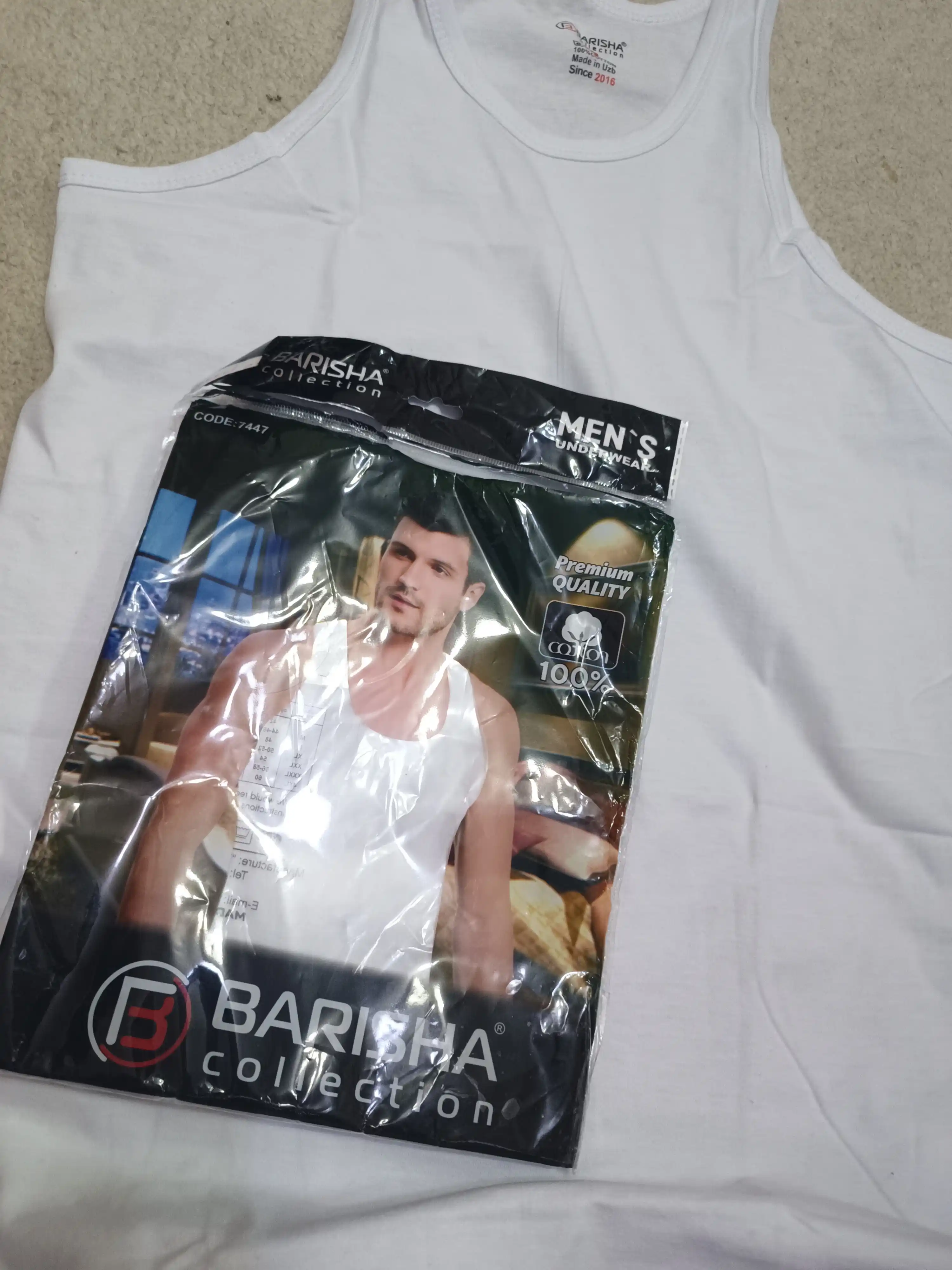 Erkaklar uchun mayka, paxtali, choksiz M-dan 6 XL