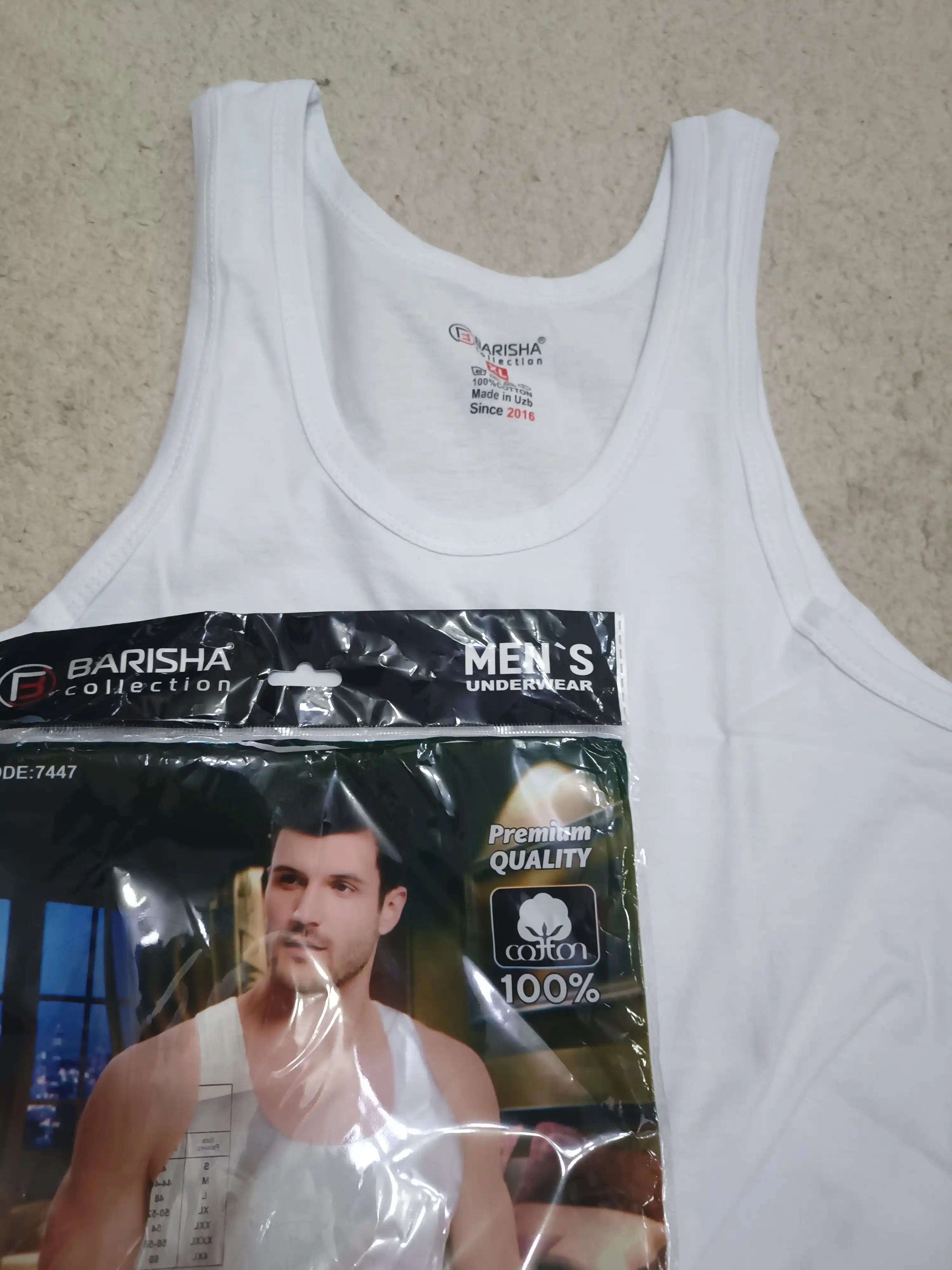Erkaklar uchun mayka, paxtali, choksiz M-dan 6 XL
