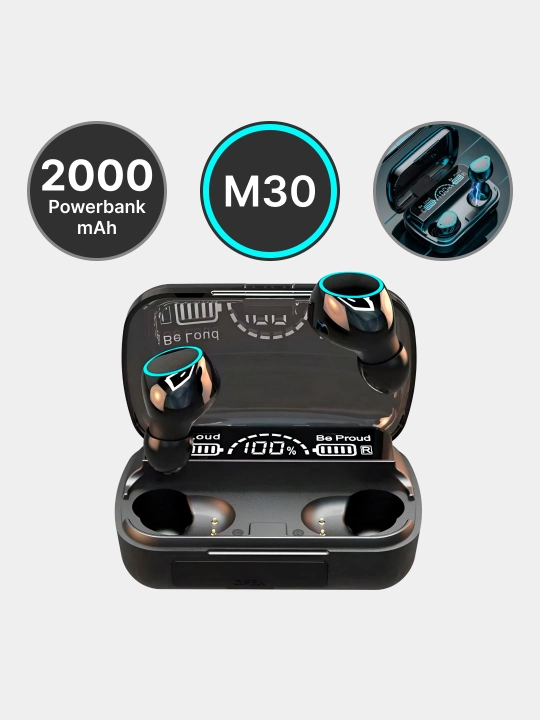 M30 simsiz quloqchinlar, Power Bank korpusi va displeyli