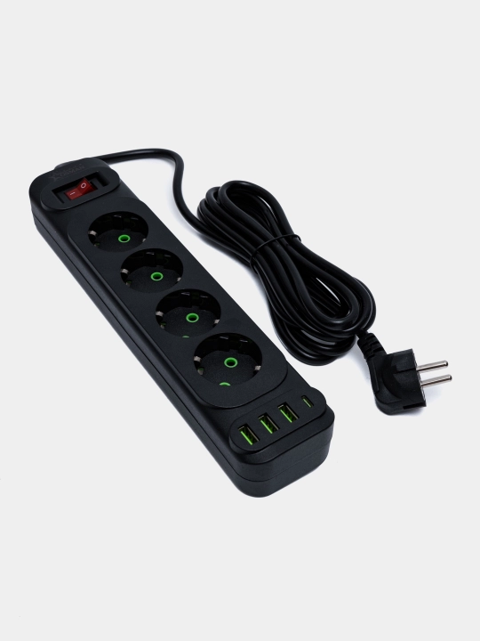 Удлинитель сетевой фильтр с предохранителем с USB 2