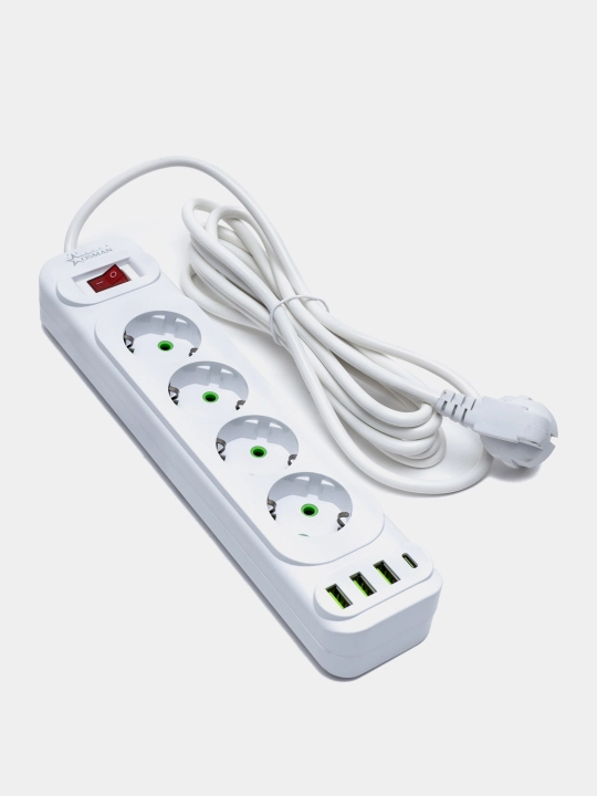 Удлинитель сетевой фильтр с предохранителем с USB 2