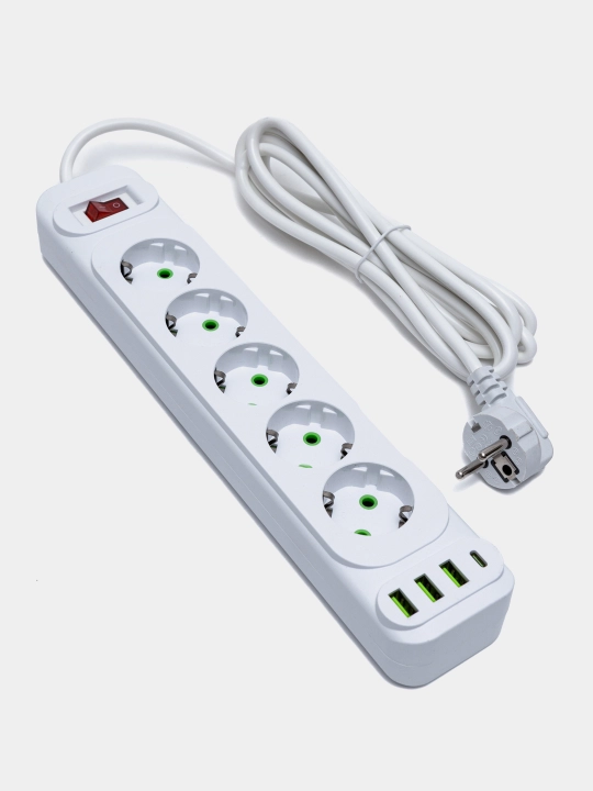 Удлинитель сетевой фильтр с предохранителем с USB 2