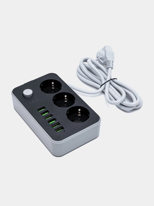 Удлинитель, сетевой фильтр с предохранителем, с USB