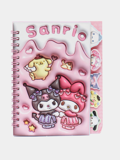 Блокнот с наклейками Kuromi Sanrio, стикербук, размер 16 * 12 см — ASAS-BLOKKUR-РОЗОВ-SANRIO
