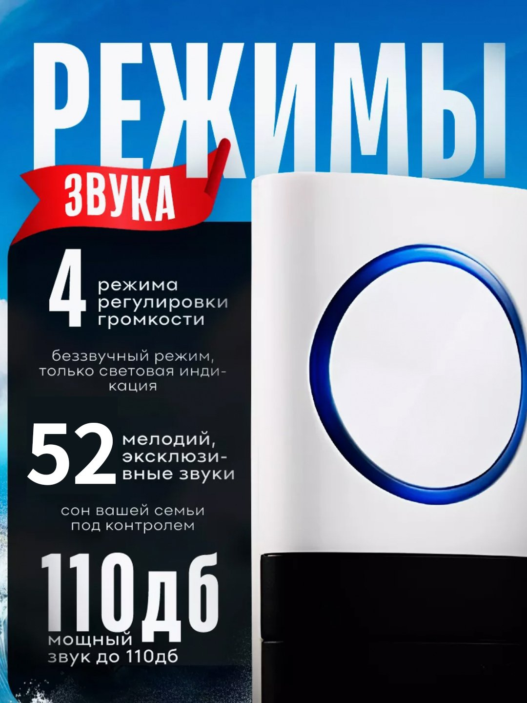 Беспроводной звонок двери в розетку, радио антенна 300м, декор для дома без  кабелей купить по низким ценам в интернет-магазине Uzum (1100572)