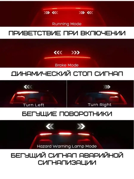 Светодиодный спойлер на заднее стекло, стоп-сигнал и поворотник, 90 см, универсальный
