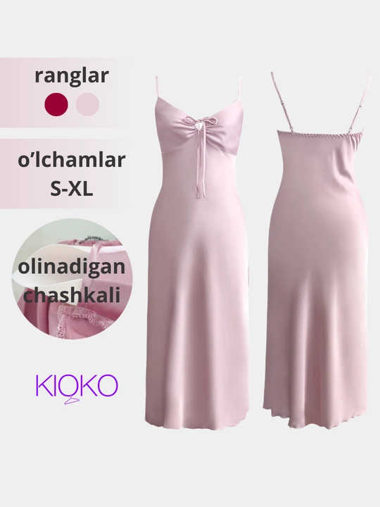 Ayollar tungi ko‘ylagi Kioko, ipakdek mayin tungi ko‘ylak, uxlash uchun pijama, uy kiyimi - 