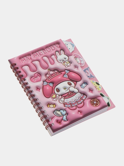 Блокнот с наклейками Kuromi Sanrio, стикербук, размер 16 * 12 см — ASAS-BLOKKUR-ТЕМНРОЗ-ANIMEGR
