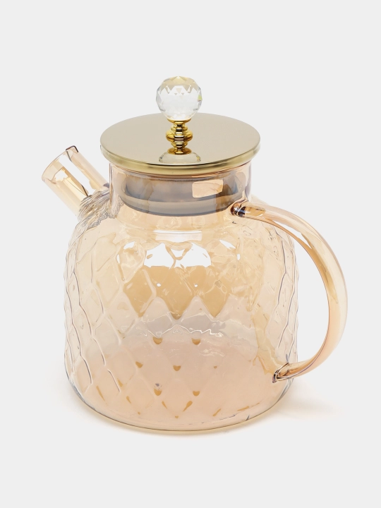 Choy va qahva qaynatish uchun shisha choynak, 1 l, qopqoqli 1,5 l
