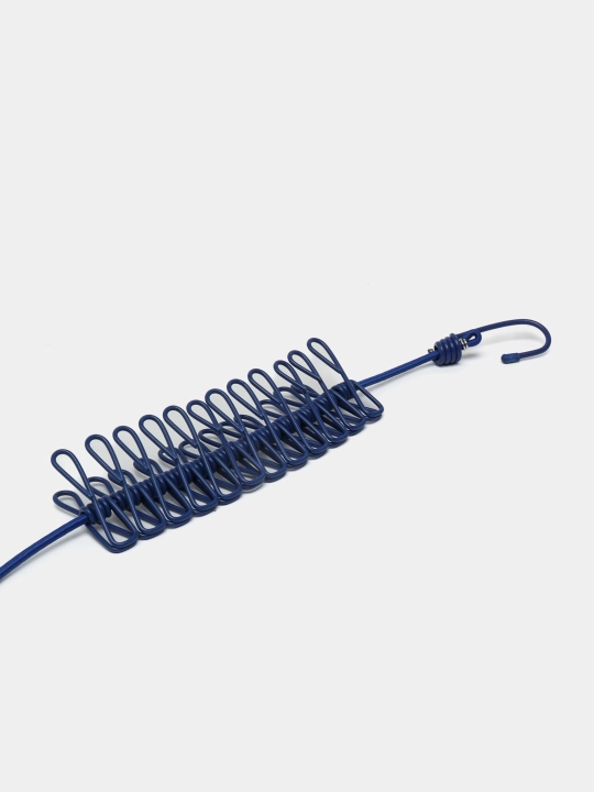 Эластичная бельевая веревка для сушки белья, с 12 зажимами и крючками, 250-350 см