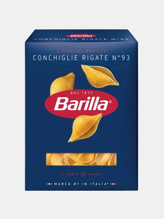 Makaron Barilla Conchiglie Rigate 93, qattiq bug'doy navlaridan, 450 g
