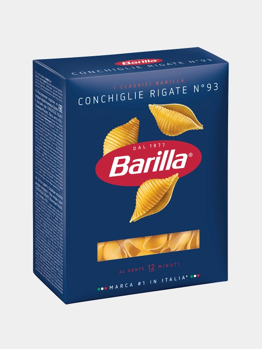 Makaron Barilla Conchiglie Rigate 93, qattiq bug'doy navlaridan, 450 g