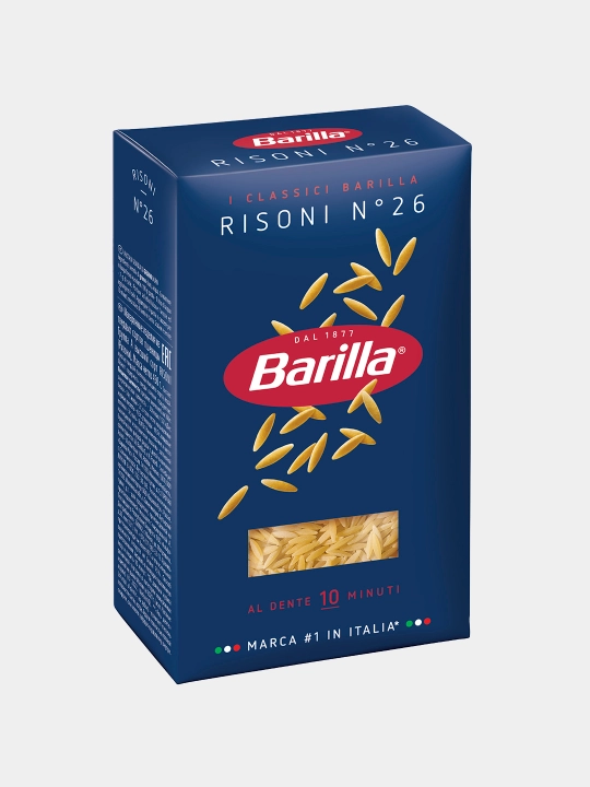 Makaron Barilla Risoni n.26, qattiq bug'doy navlaridan, 450 g